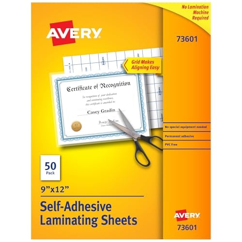 Avery Self-Adhesive Laminating Sheets, 50 Count Deal