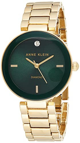 Anne Klein Women's Genuine Diamond Dial Bracelet Watch Gold/Green