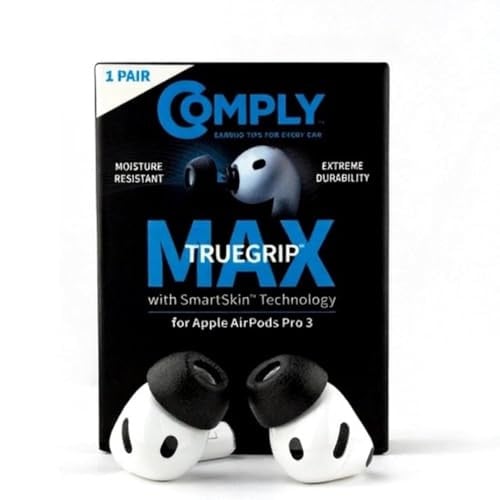 Comply TrueGrip MAX Premium Memory Foam Replacement Earbud Tips for Apple AirPods Pro Gen 3 (Black, Medium) Deal