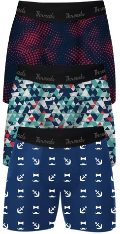Threads Men's 6" Ultra-Soft Premium Boxer Briefs, Moisture Wicking, 3-Pack