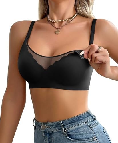 Ekouaer Women Mesh Support Nursing Bra