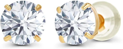 Certified Genuine Moissanite Stud Earrings – 14k White or Yellow Gold Deal
