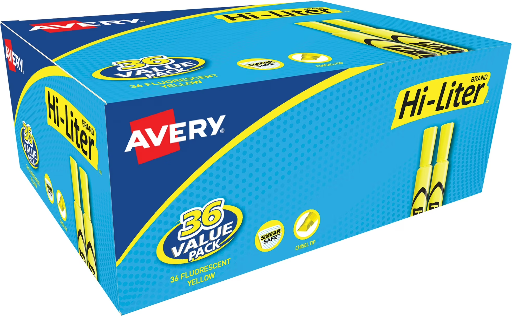 Avery Hi-Liter Desk-Style Fluorescent Yellow 36-Pack