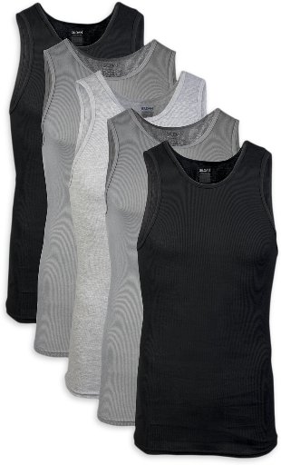 Gildan Adult Men's Cotton Ribbed Assorted Color A-Shirt 5-Pack