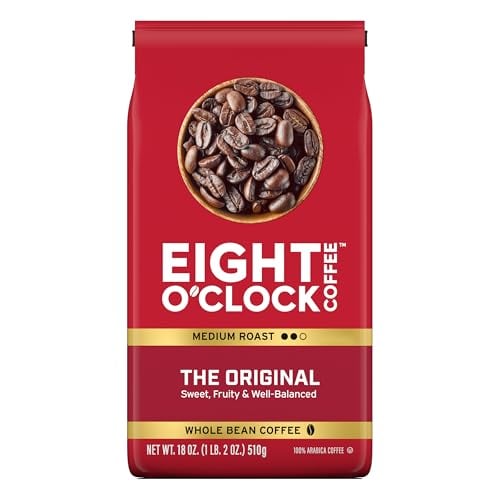 Eight O'Clock Coffee Medium Roast Whole Bean Coffee (The Original), 18-Oz Deal