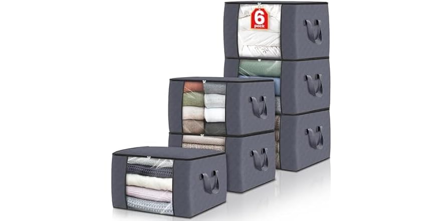 Fab Totes 60L Foldable Clothes/Blanket Storage Bags 6-Pack Deal
