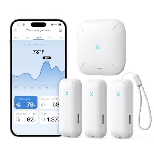 X-Sense Wi-Fi Temperature and Humidity Monitor w/3 Sensors 
