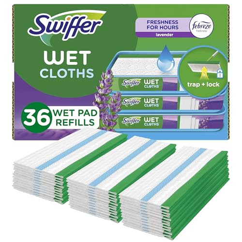 Swiffer Sweeper Wet Mopping Cloth Multi Surface Refills (Febreze Lavender Vanilla) 2 x 36-Count