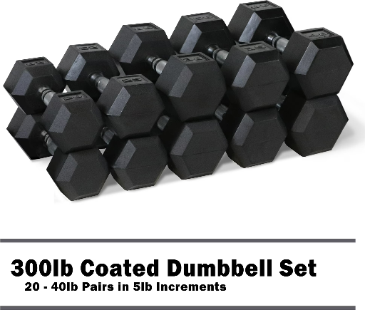 CAP 300lb Rubber Hex Dumbbell Set Deal