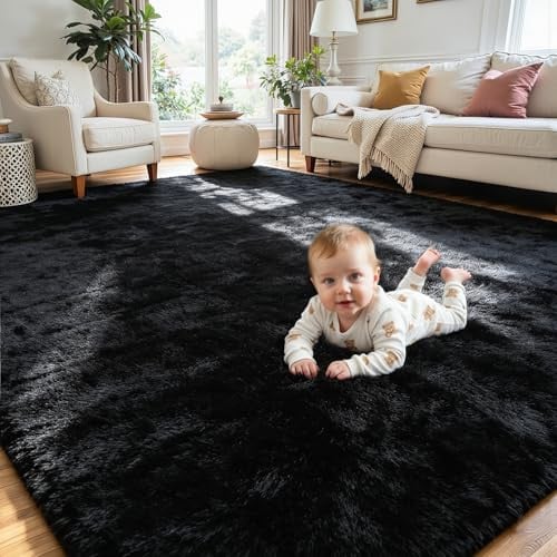 5'x7' Oriannal Ultra-Soft Fluffy Non-Slip Area Rug (Black) Deal