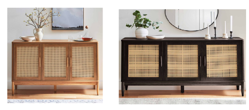 Better Homes & Gardens Springwood Caning Sideboard (Light Honey or Charcoal)