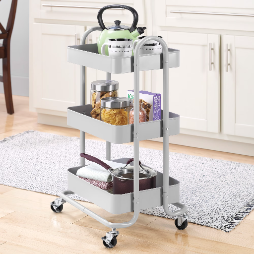 Whitmor 3-Tier Rolling Metal Cart (Grey) Deal