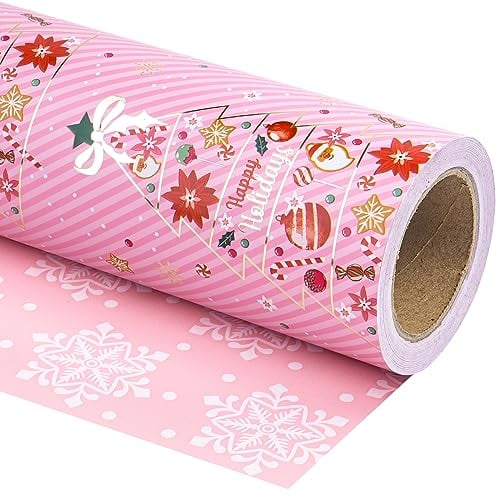 Wrapaholic Reversible Pink Christmas Wrapping Paper