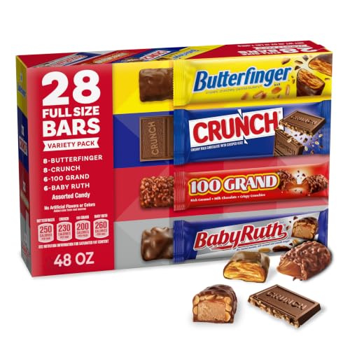 Assorted Butterfinger, Crunch, Baby Ruth, and 100 Grand Candy Bars 28 Ct
