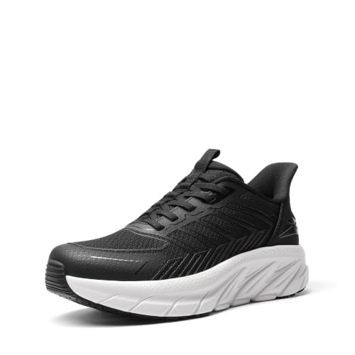 ALLSWIFIT Women's Slip-On Non-Slip Work Sneakers (Black/White)