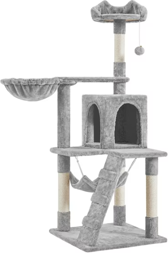 Alden Design 54" Multilevel Cat Tree w/ Hammock, Basket & Scratching Posts Deal