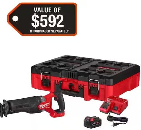 Milwaukee M18 FUEL 18V Cordless SAWZALL Reciprocating Saw with PACKOUT Tool-Box, 5.0 Battery Deal