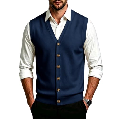 Men's V-Neck Button Down Sweater Vest