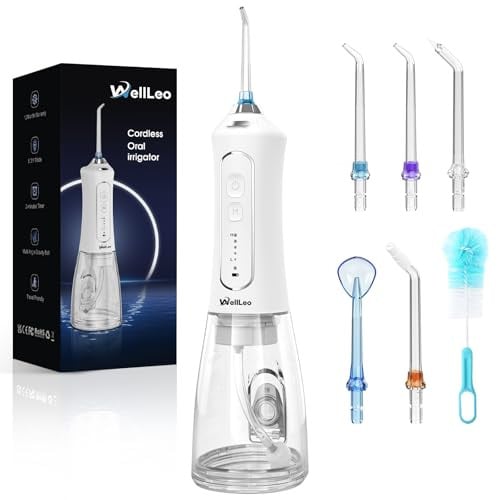 WellLeo 300ml Cordless Rechargeable Water Flosser W/5 Jet Tips Deal
