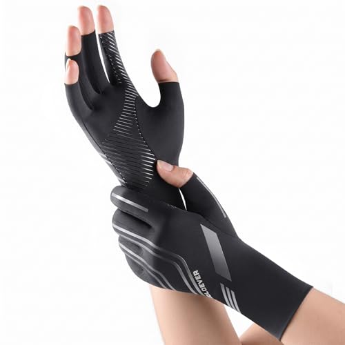 SOLOEVER Fingerless Compression Arthritis Gloves w/ Non-Slip Grip