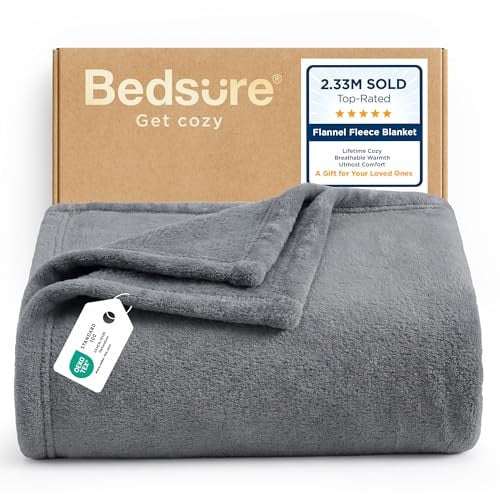 Bedsure GentleSoft Grey Fleece Throws & Blankets