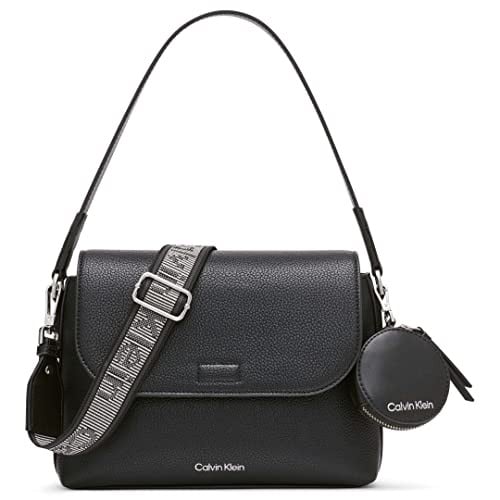 Calvin Klein Women’s Millie 2 in 1 Flap Shoulder Bag & Crossbody in Black