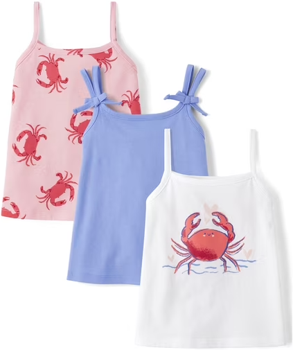 The Children's Place Toddler Girls Sleeveless Printed Tank Top, 3-Pack Deal