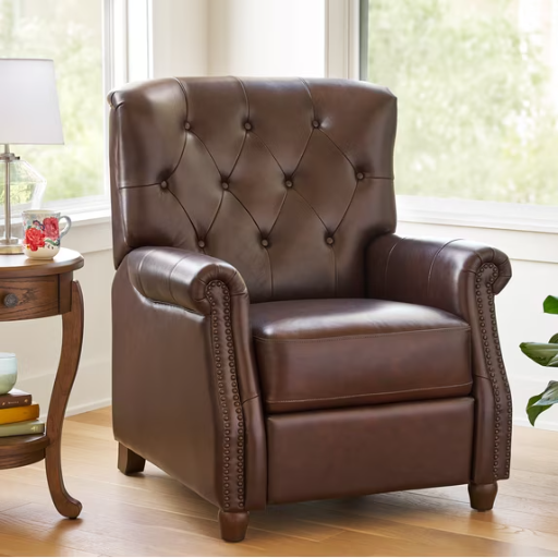 Pioneer Woman Harper Leather Recliner w/ Whiskey Upholstery