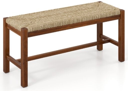 Costway 40" Rubber Wood Bench w/ Woven Seagrass Seat Deal