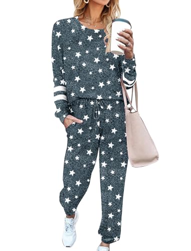 Ekouaer Women's Long Sleeve Lounge Suit w/ Pockets 2-Piece