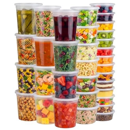Deli Food Storage Containers w/ Lids 48-Pack (32/16/8-Ounce) Deal