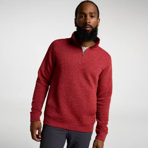 VRST Men's Recharge Lunar Fleece 1/4 Zip Sweater (Cranberry Crisp Heather) Deal