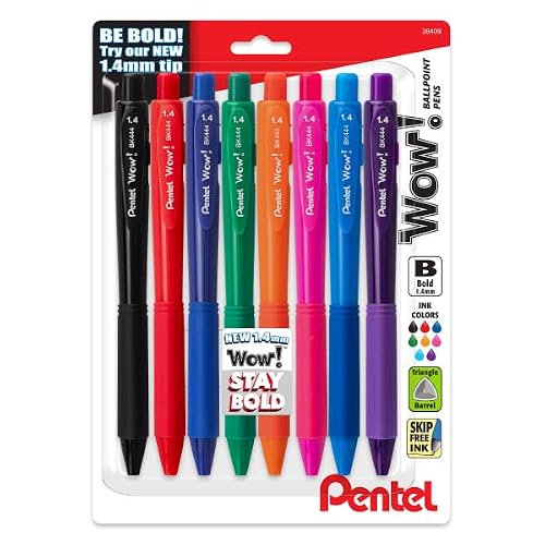 Pentel WOW! Retractable Ballpoint Pens 1.4mm Bold 8-Pack Assorted Colors Deal