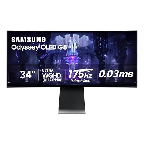 SAMSUNG Odyssey G85SB Series 34" QD-OLED Ultra WQHD Curved Gaming Monitor, 175Hz Deal
