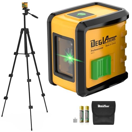 DEGLASERS Green Cross Line Laser Level w/ Tripod & Self-Leveling
