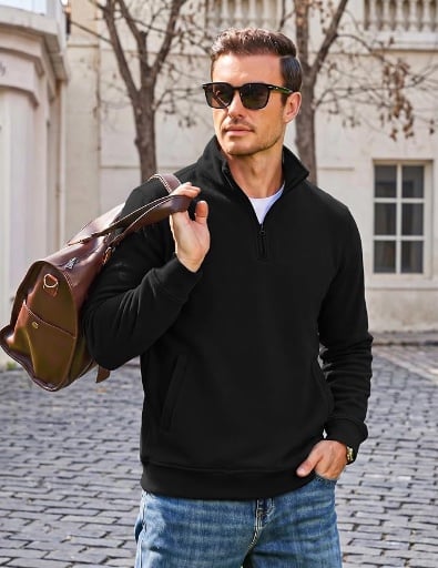 COOFANDY Mens Quarter Zip Pullover Deal