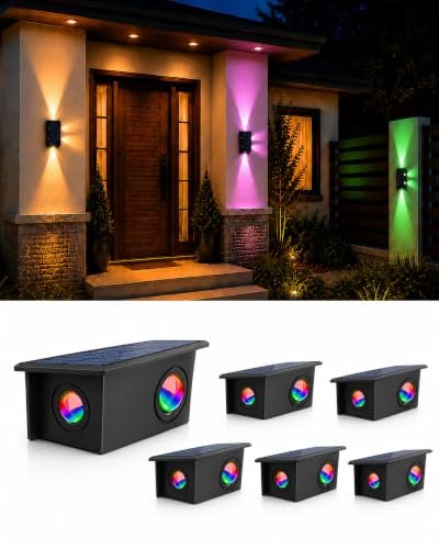6-Pack T-SUN Solar Color Changing Wall Sconce Lights (RGBW) Deal