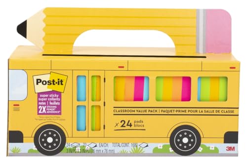 Post-it Super Sticky Notes 3" x 3" Assorted Brights 24-Pack