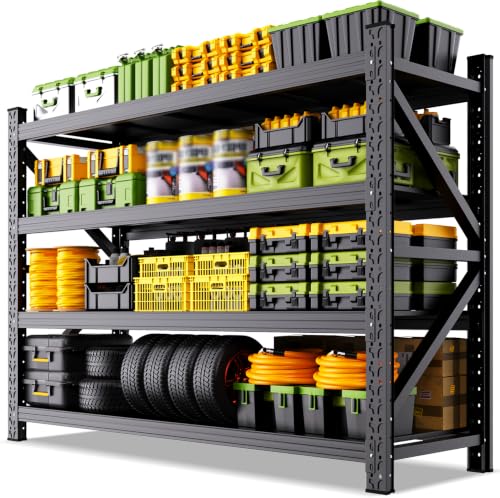 79" x 24" x 73" 4-Tier 6000-Lb Heavy Duty Adjustable Metal Garage Shelving Unit (Black)