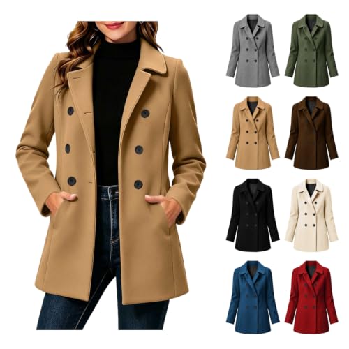 Double Breasted Notched Lapel Long Jacket