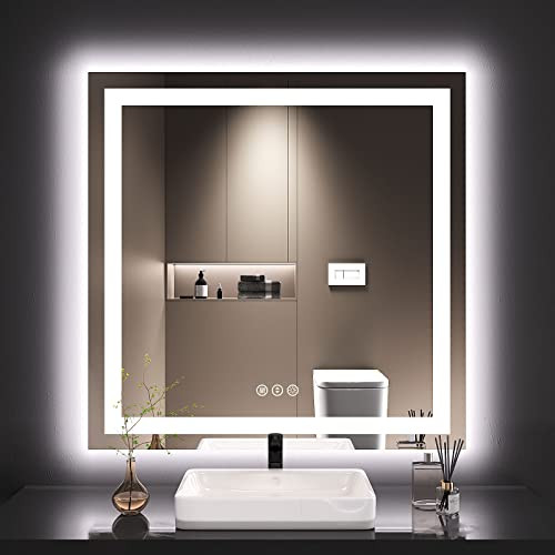36x36 Inch LED Bathroom Mirror with Anti-Fog and Dimmable Function