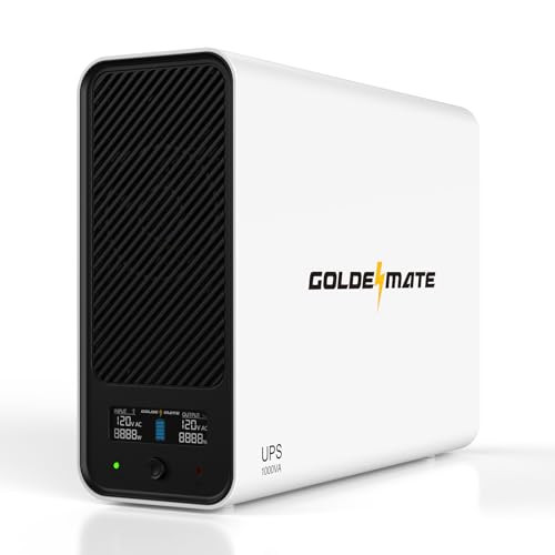 GOLDENMATE 1000VA/600W Lithium UPS Battery Backup 153.6 Wh