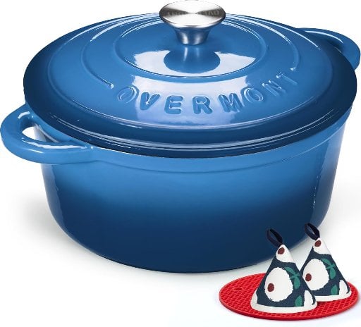 Overmont 7-Qt Enameled Cast Iron Dutch Oven Pot w/ Lid Deal