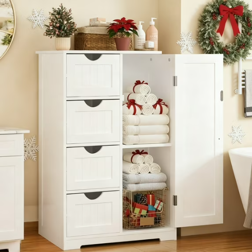 Ktaxon Wooden Bathroom Floor Cabinet with 4 Drawers Deal