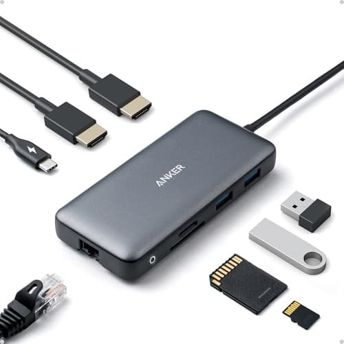 Anker 8-in-1 USB C Hub w/ Dual 4K HDMI, 100W PD, 1 Gbps Ethernet, 2 USB 3.0 Data Ports, SD and microSD Card Reader Deal
