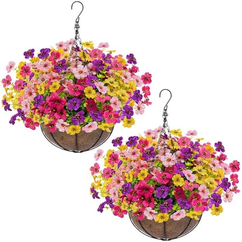 Artificial Hanging Flowered Plants 2-Pack Deal