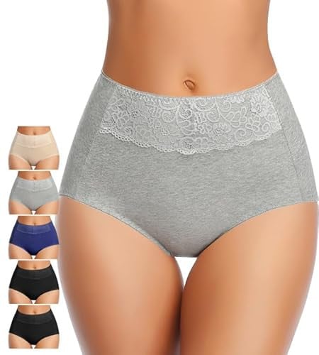 MISSWHO Womens Underwear Cotton High Waisted Underwear Women Pack Postpartum Panties C Section Ladies Briefs Large