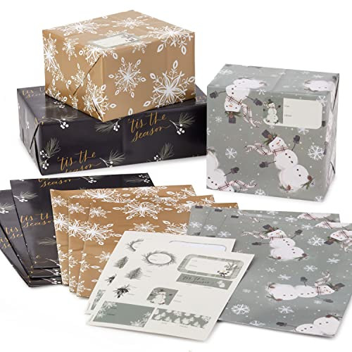 Hallmark Christmas Flat Wrapping Paper Sheets with Sticker Gift Tags