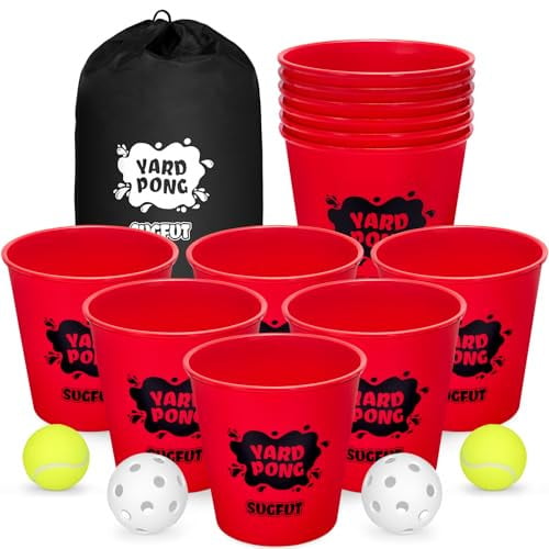 Giant Yard Pong Game Set with 12 Buckets and Balls Deal