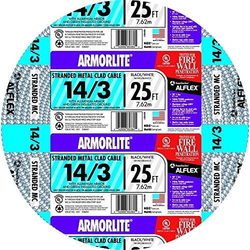 Southwire Armorlite 25' 14/3 Stranded CU MC Metal Clad Electric Cable Deal